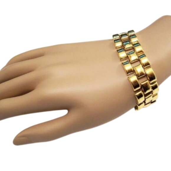 Avon Basketweave Box Chain Link Bracelet Gold Tone - Picture 3 of 6